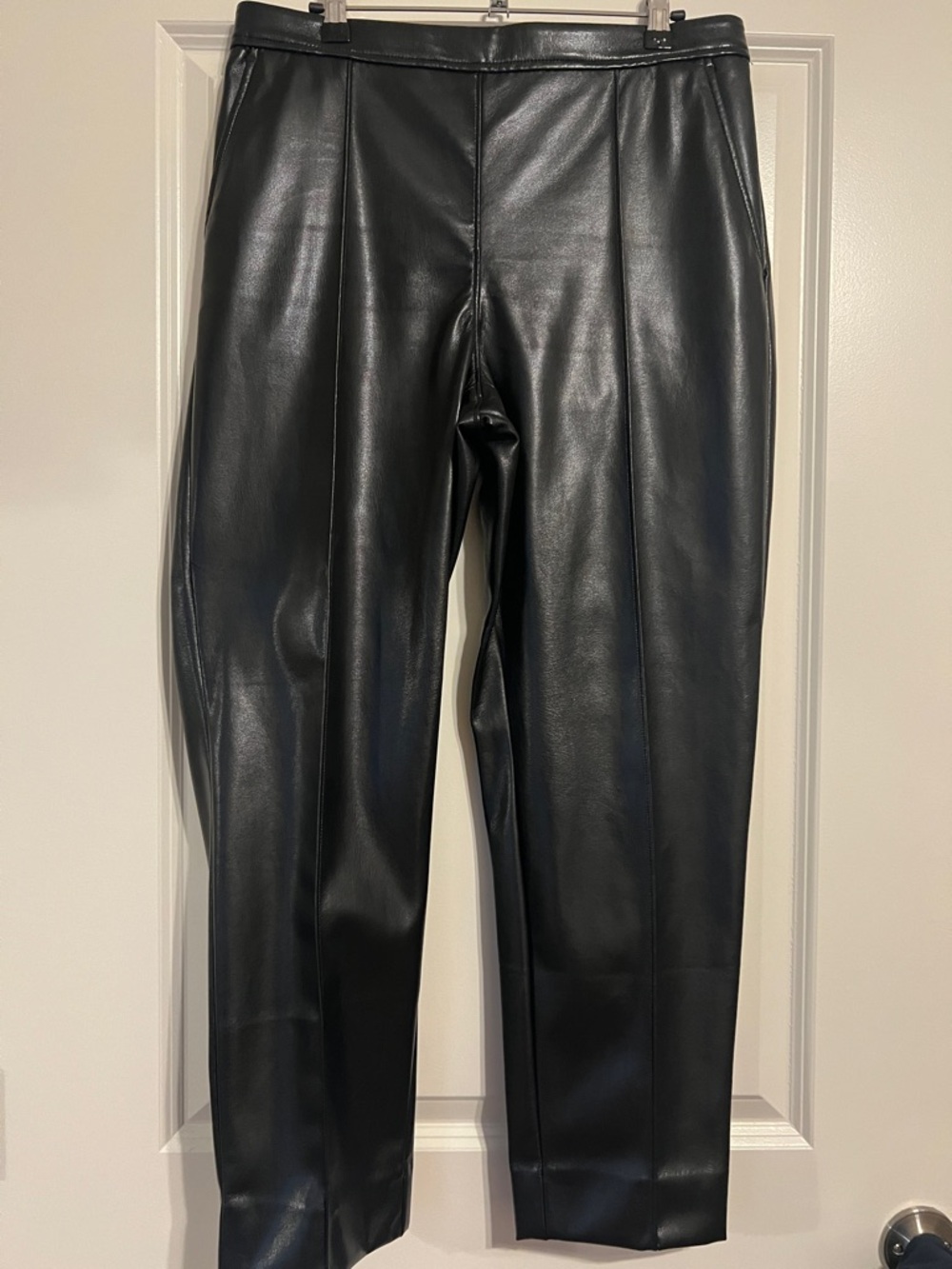 Banana Republic Faux Leather High-Rise Tapered Pants — Black
